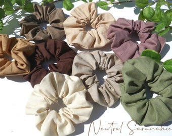 Neutral Scrunchies, Natural Scrunchies, Earth Tone/Natural Hair Scrunchies, 100% Cotton, French General, Handmade