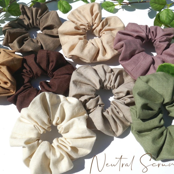 Neutral Scrunchies, Natural Scrunchies, Earth Tone/Natural Hair Scrunchies, 100% Cotton, French General, Handmade