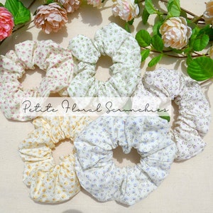 Cute Scrunchies Floral, Petite Floral Scrunchies, Flower Scrunchies, 100% Cotton, Handmade