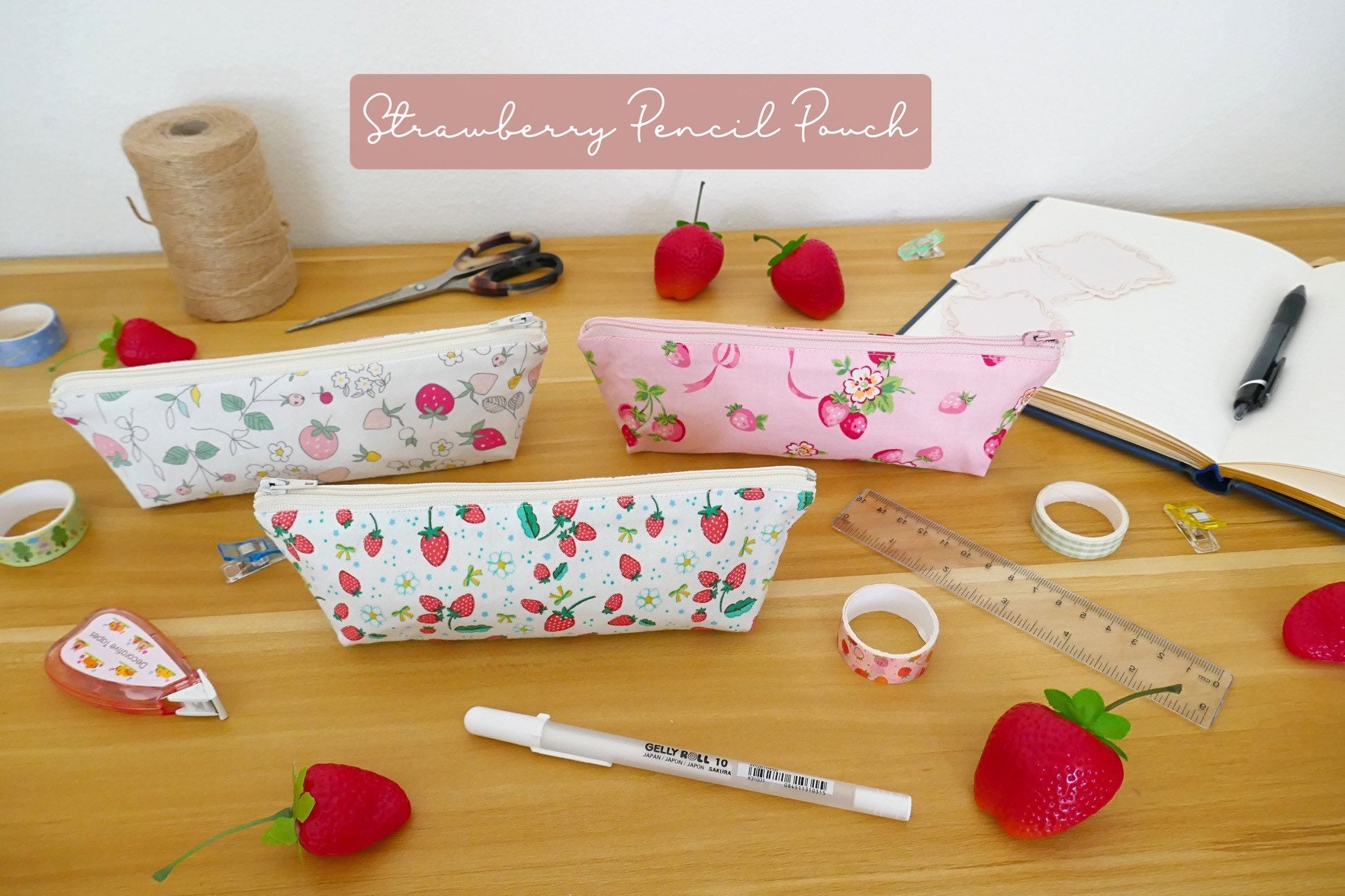 Sakura Japanese Roll Up Pencil Case sewing pattern (2 sizes) - Sew