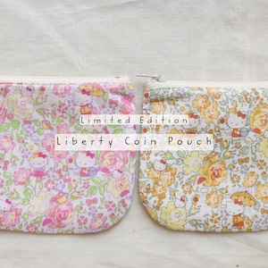 Liberty Tana Lawn Coin Pouch/ Limited Edition/ Kitty Print Pouch/ Liberty Coin Purse/ Liberty Zipper Pouch/ liberty mini pouch/ Handmade