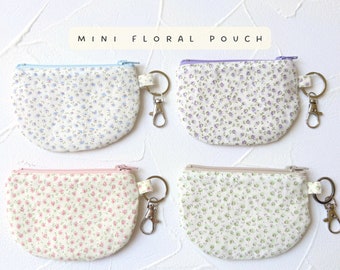 Floral Mini Pouch/ Floral Coin Pouch/ Floral Pouch/ Cute floral Bag/ Handmade/ Keychain Pouch/ Floral Accessories