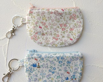 Liberty Tana Lawn Mini Pouch/ Limited Edition/ Kitty Print Pouch/ Keychain Pouch/ Liberty Coin Purse/ Liberty Zipper Pouch/ Handmade