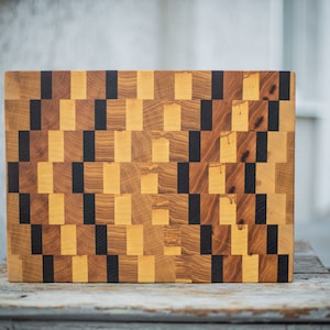 Gorgeous end grain cutting board Wood oak , walnut , thermo ash , pear, Chef’s Board Butcher Block Board Made in Ukraine