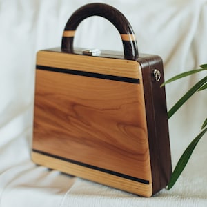 Dark Wooden Bag Handbag wooden crossbody exclusive bag Wood Unique Wooden Clutch