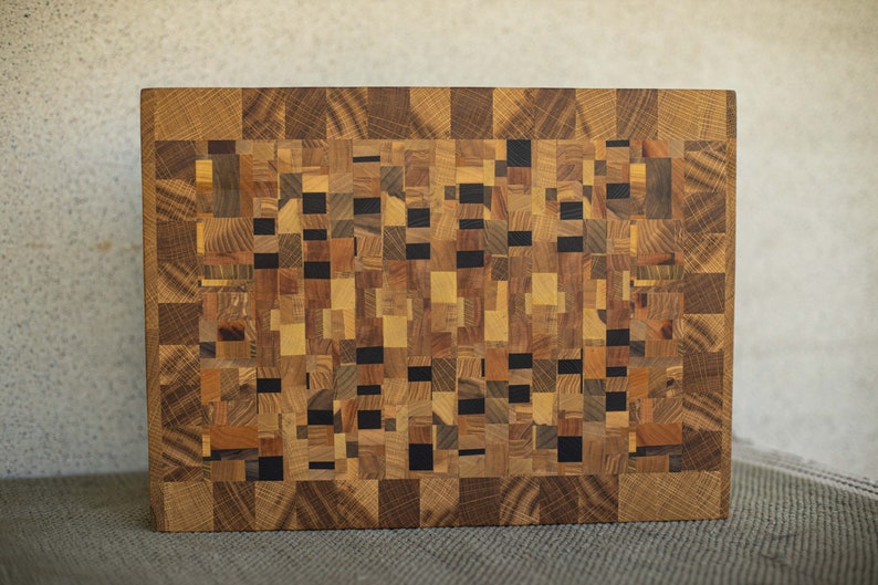 End cutting board with a chaotic pattern. kitchen gift for mom or housewarming. wooden board for serving. board with mosaic. Ukraine made shops