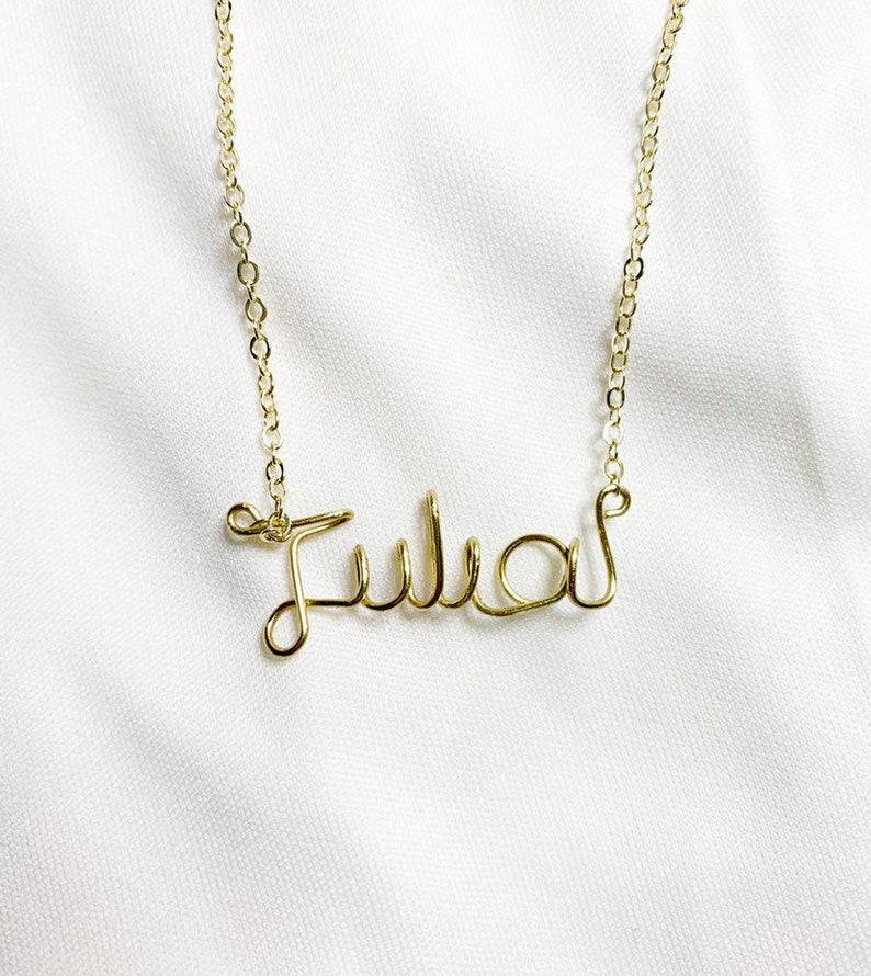 Personalized Wire Name Necklace 16k Gold Plated Custom Wire Etsy