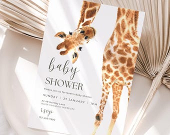 Invito baby shower giraffa, invito baby shower safari, invito baby shower boho