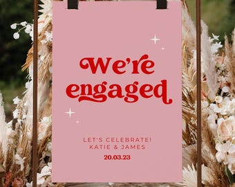 Retro Engagement Party Sign | 70s Bold Typography | Printed Foam Board | Personalised