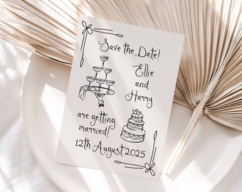 Handwritten Save The Date, Hand-drawn Doodle Save The Dates,