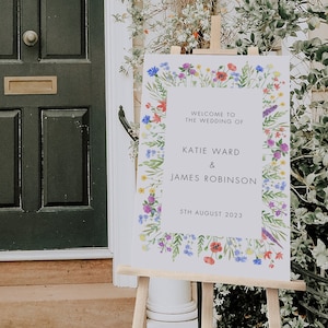 Wildflower Wedding Welcome Sign,  Floral Wedding Sign, Printed Wedding Sign