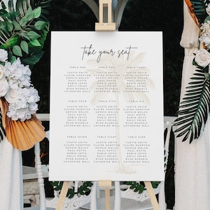 Palm Tree Wedding Seating Chart, Tropical Beach Destination Sign, Printed