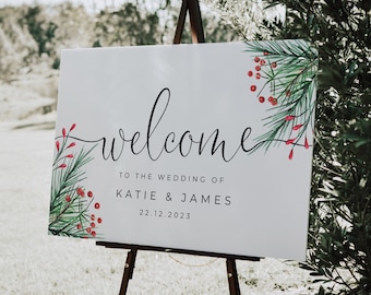 Christmas Wedding Welcome Sign, Festive Welcome Sign, Welcome Sign Foam Board, Printed Wedding Sign, Winter Wedding