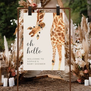 Giraffe Baby Shower Sign, Safari Baby Shower Sign, Boho Baby Shower