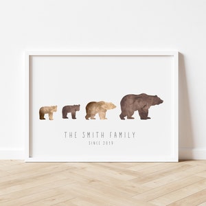 Personalised Bear Print, Bear Family Print, Family Valentines Gift, Gift for Parents, Gift for Grandparents image 2