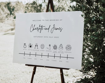 Wedding Order of the Day Sign, Order of Events, Modern Wedding Sign, Wedding Welcome Sign