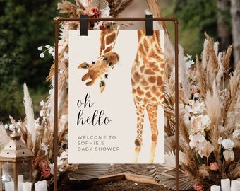 Giraffe Baby Shower Sign, Safari Baby Shower Decoration, Boho Baby Shower