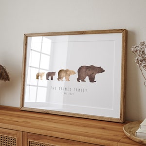 Personalised Bear Print, Bear Family Print, Family Valentines Gift, Gift for Parents, Gift for Grandparents