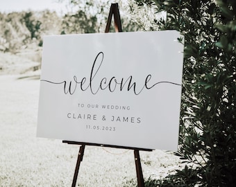 Minimalist Wedding Welcome Sign: Modern Foam Board Decor