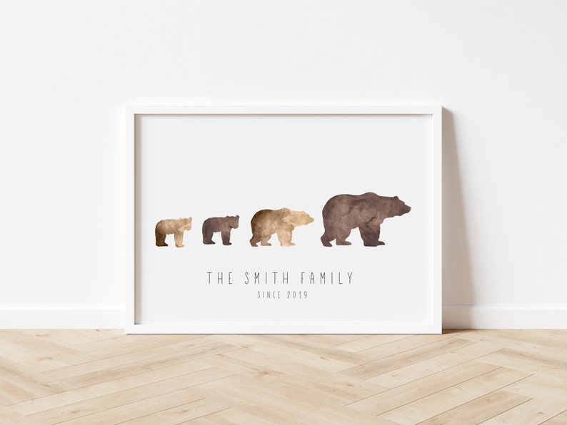 Personalised Bear Print, Bear Family Print, Family Valentines Gift, Gift for Parents, Gift for Grandparents image 2