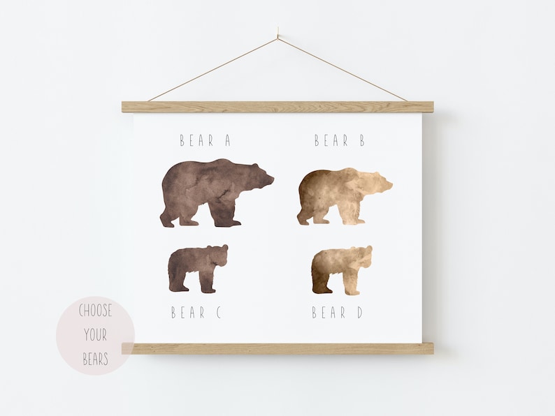 Personalised Bear Print, Bear Family Print, Family Valentines Gift, Gift for Parents, Gift for Grandparents image 3