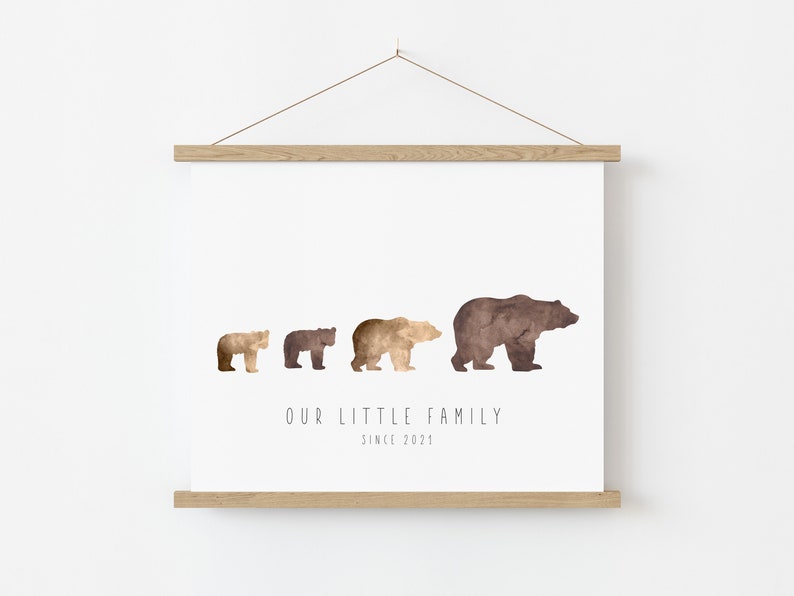 Personalised Bear Print, Bear Family Print, Family Valentines Gift, Gift for Parents, Gift for Grandparents image 4