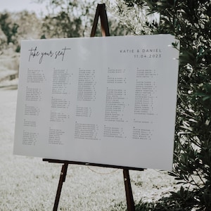 Alphabetisches Sitzplanschema für die Hochzeit, minimalistisches Tischbild, Sitzplan für die Hochzeit, Empfang Zeichen