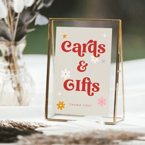 Panneau pour cartes et cadeaux rétro coloré, panneau de mariage rétro, panneau de baby shower rétro, panneau de cartes et cadeaux imprimables
