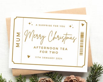 Christmas Voucher Card, Golden Ticket Gift, Editable Canva Template