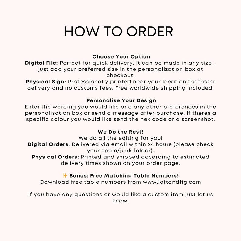 a white poster with the words how to order
