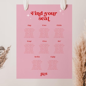 Finde Deinen Platz Schild, Sitzplan Sitzplan, Retro Sitzplan,