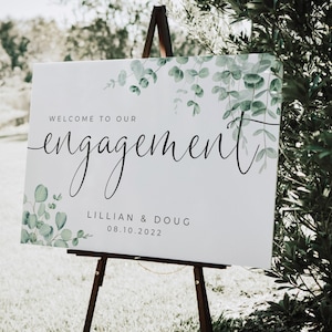 Eucalyptus Engagement Welcome Sign, Engagement Party Sign, Engagement Foam Sign
