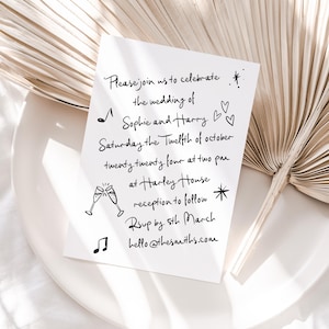 Handgeschriebene Hochzeitseinladung, Doodle Hochzeitseinladung, Scribble