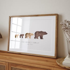 Personalised Bear Print, Custom Gift for Family