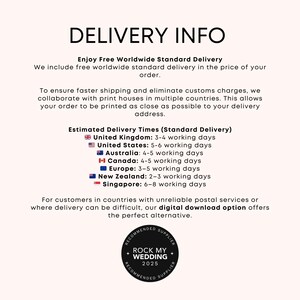 a white poster with a black and white image of a delivery info sheet