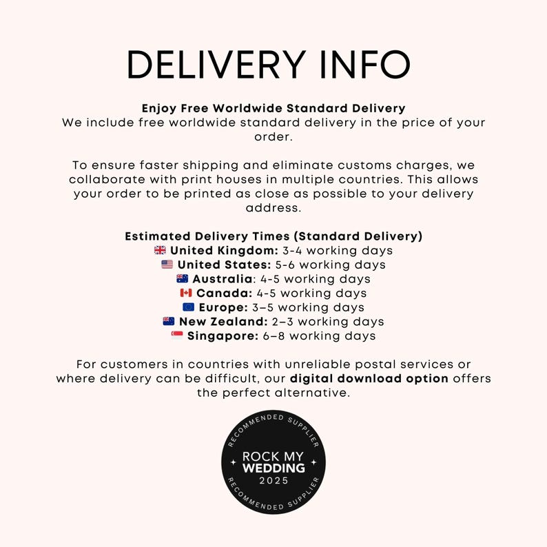 a white poster with a black and white image of a delivery info sheet