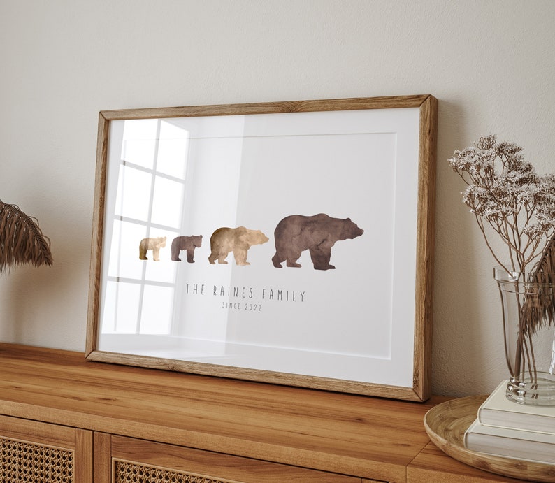 Personalised Bear Print, Bear Family Print, Family Valentines Gift, Gift for Parents, Gift for Grandparents image 1