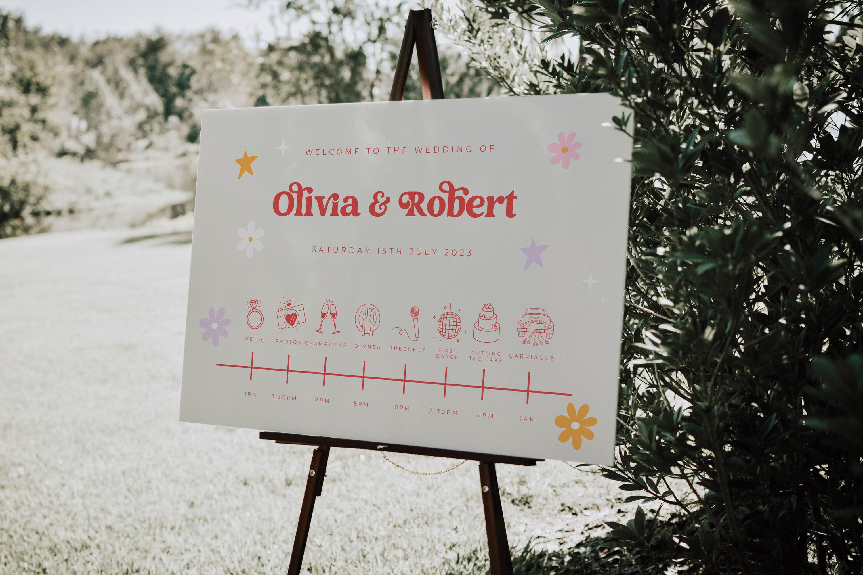 Retro Order of the day, Wedding Order of Events, Wedding Order Of The Day, Wedding Itinerary