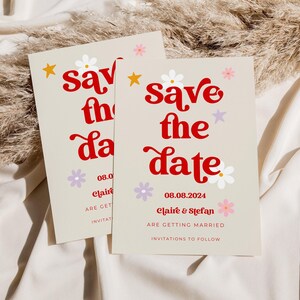 Bold vintage save the date cards