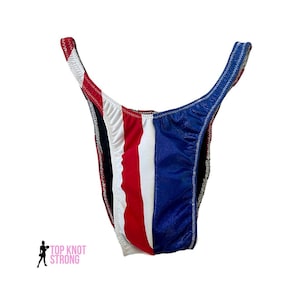 Red White and Blue Men&#39;s Bodybuilding Posing Trunks