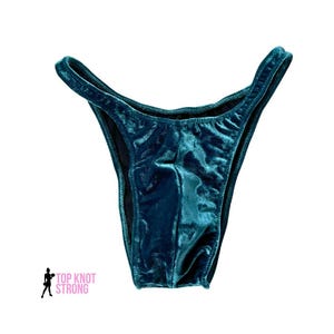 Atlantic Blue Velvet Men&#39;s Bodybuilding Posing Trunks