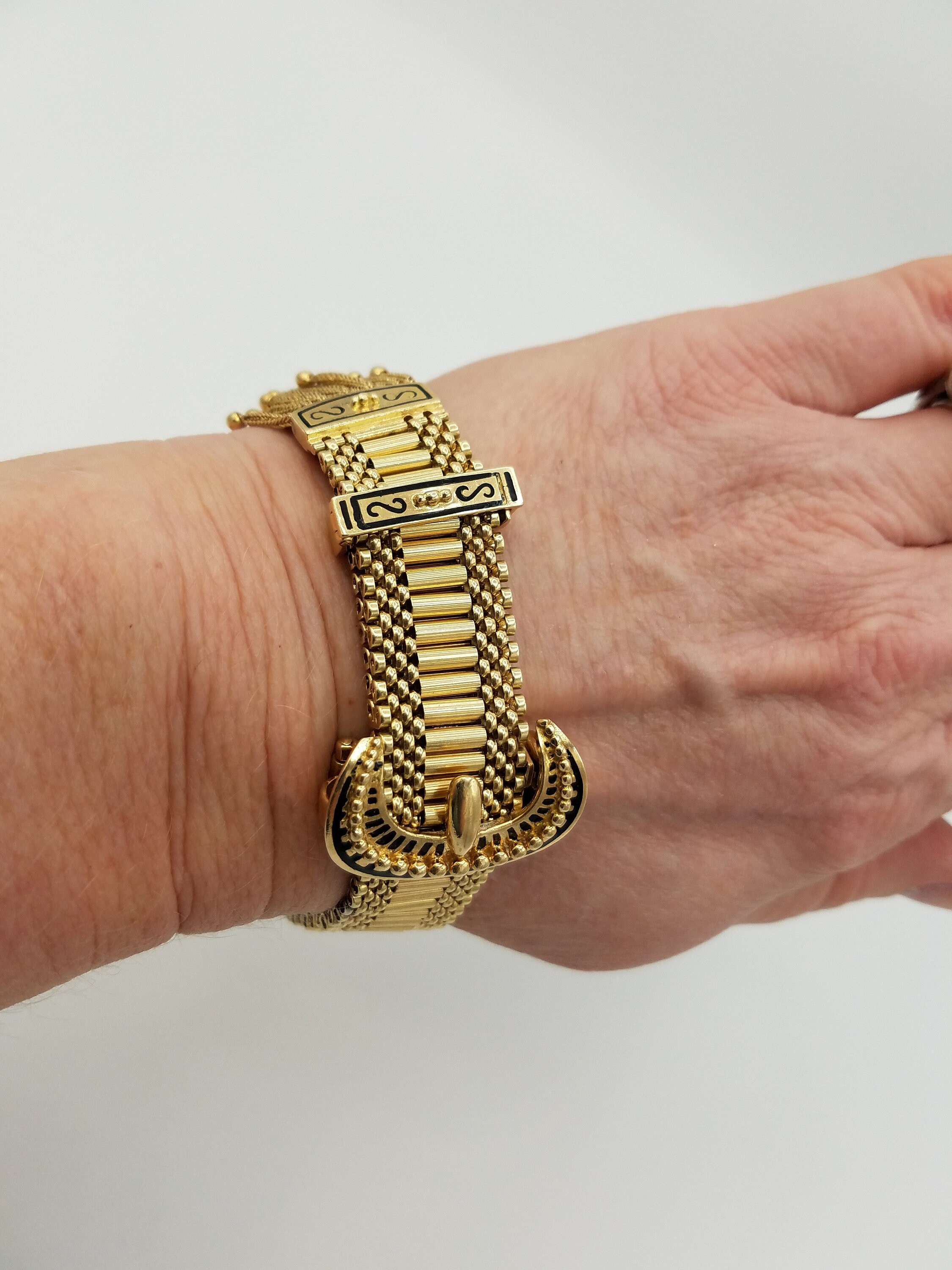 Vintage gold buckle bracelet in 14k gold Etsy