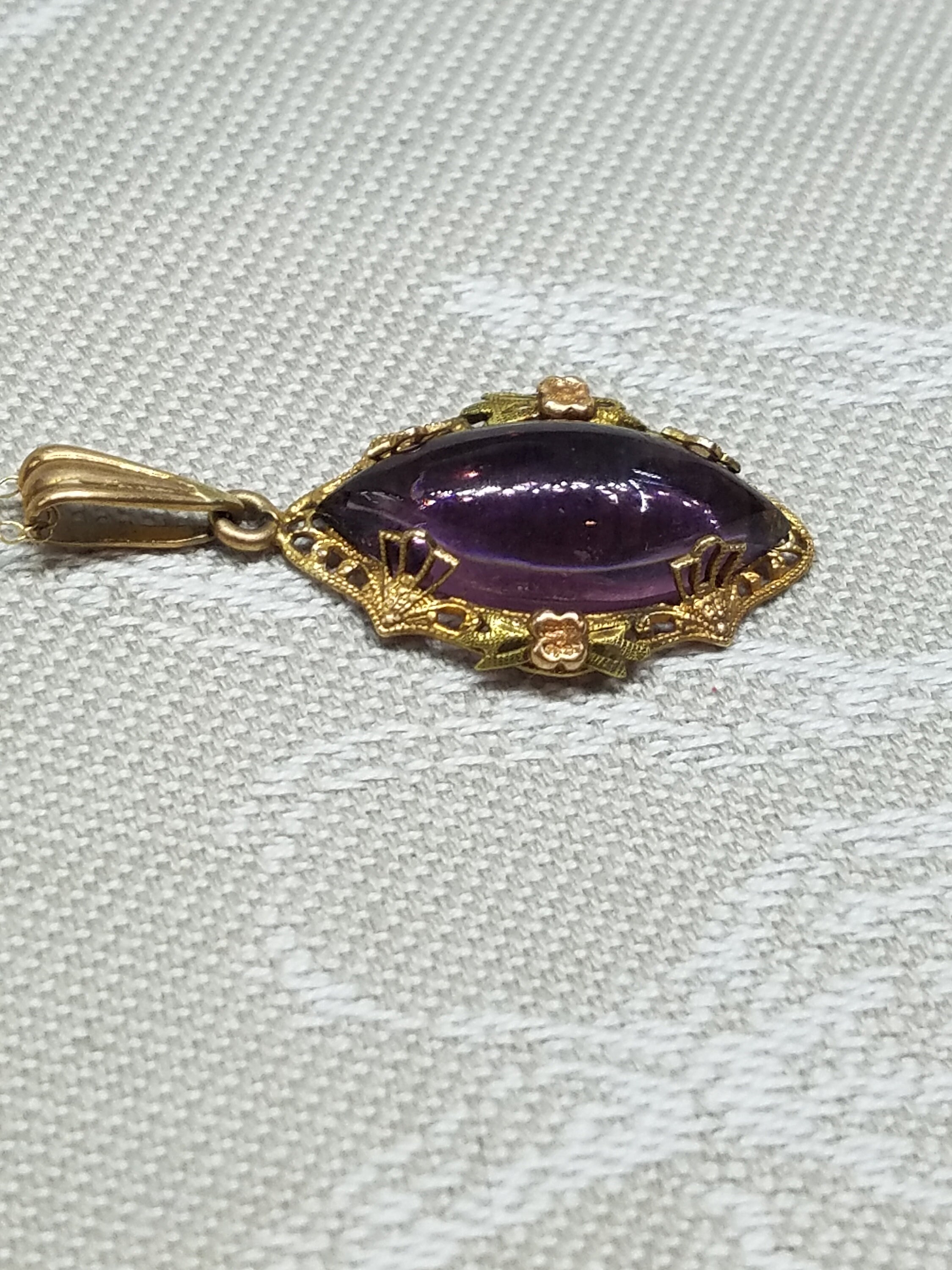 Vintage Amethyst Pendant in 10k Gold setting. Etsy