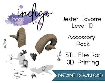 Jester Lavorre Level 10, Critical Role, Cosplay Accessory Pack, STL Printing Files, Horns