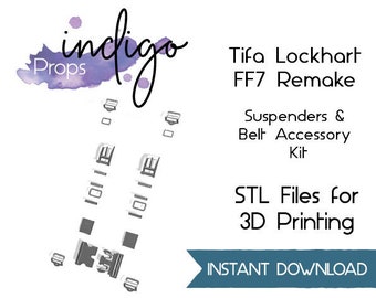 Tifa Lockhart, FF7 Remake, Cosplay Suspenders and Belt Accessory Pack, STL Printing Files