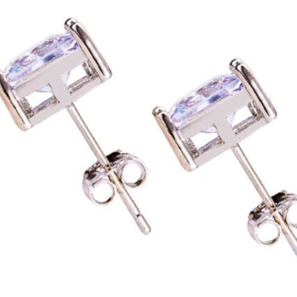 Platinum or Gold Plated 925 Sterling Silver Post moissanite inlay stud Earrings set for Women and Men (3 pairs set)