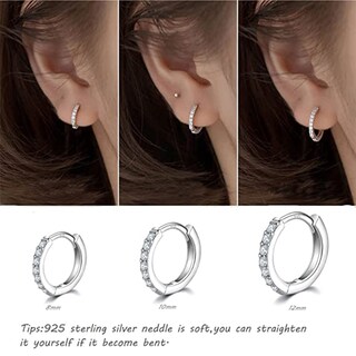 Orecchini A Cerchio Huggie In Argento 925 Con Placcato Oro 14k E Rodio - 12mm - Ipoallergenici