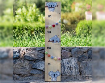 Koala Themed Ruler | Hand-painted | Wooden Growth Scale | Kids Height Chart | Baby Shower Gift | 1st Birthday Gift | Nursery Decor
