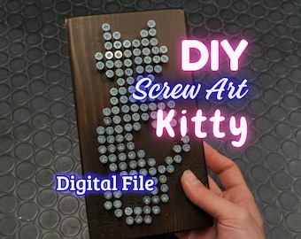 Modello digitale: cartello con vite a forma di gattino / decorazione murale fai da te in formato PDF / formato A4 stampabile