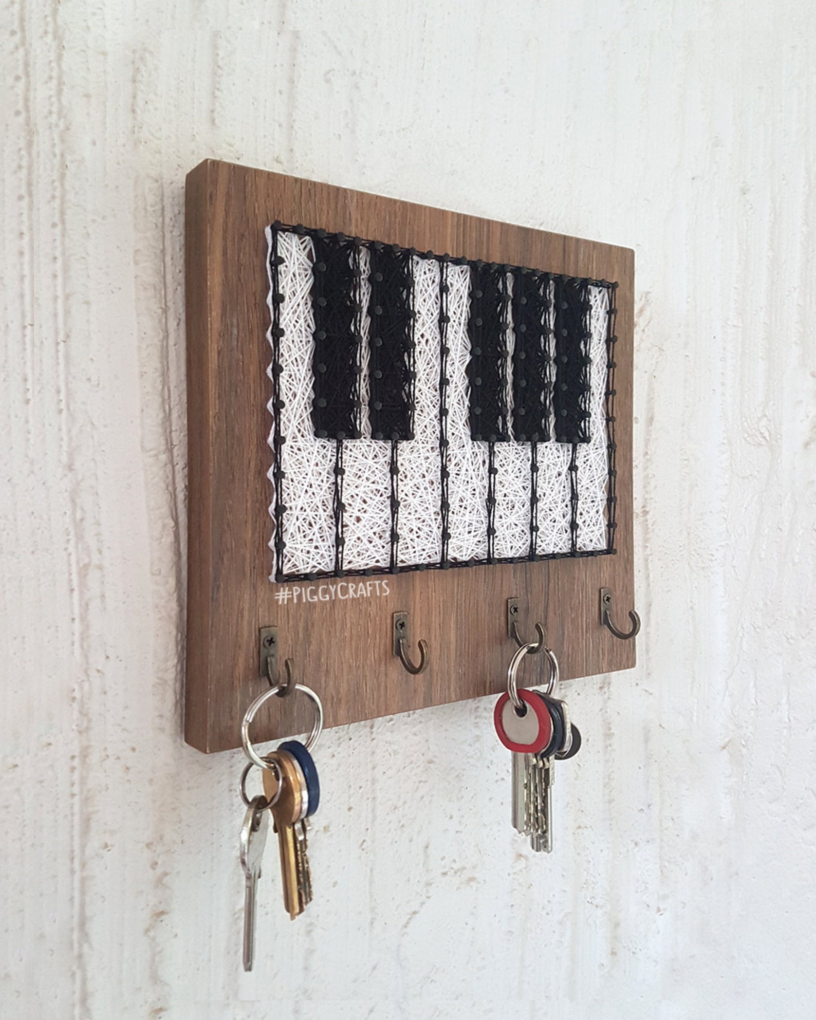 Key Holder Piano Keys String Art Key Rack Organized Home Entryway ...